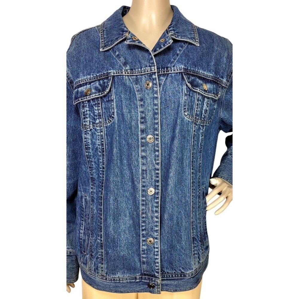 Vintage 80s 90s Denim 100% Cotton Blue Trucker Jean Jacket Women's Plus Size 1X - Picture 4 of 8